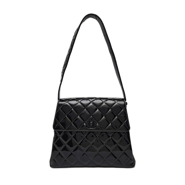 Quilted Patent Leather Black