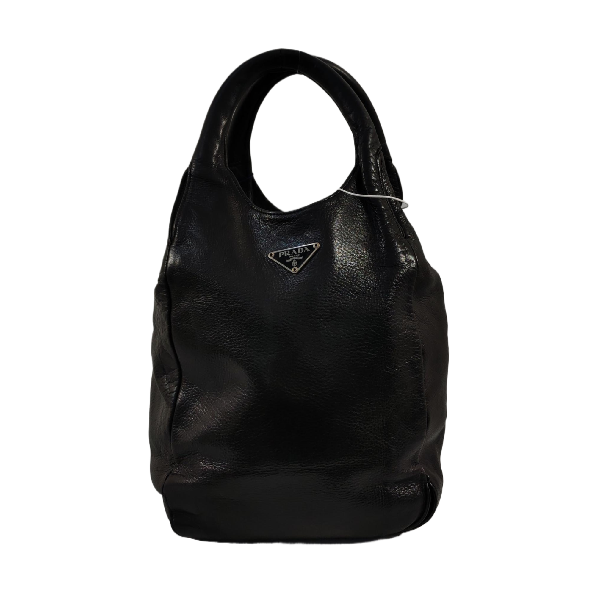 Leather Top Handle Bag Black