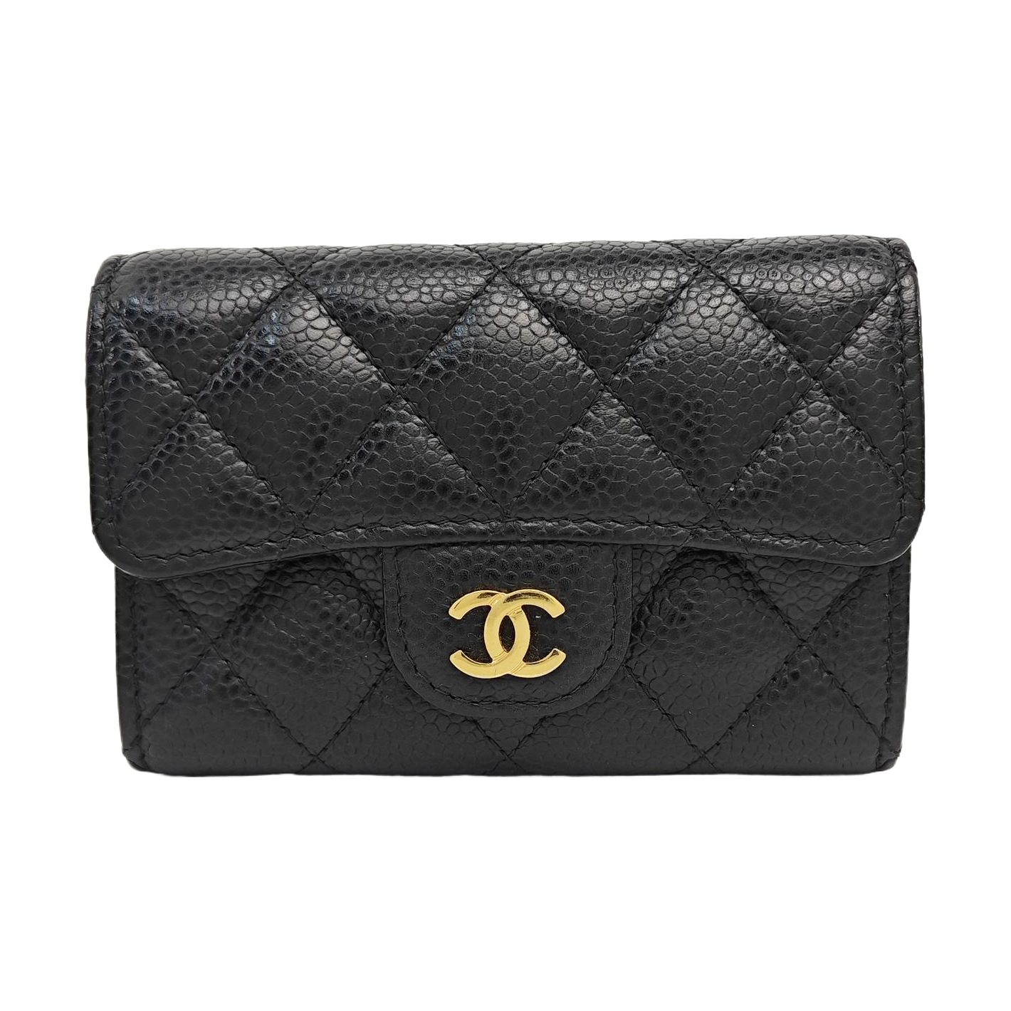 CLASSIC FLAP Quilted Grained Calfskin Black Card Holder