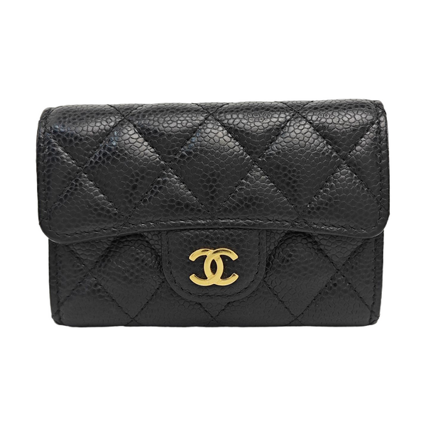 CLASSIC FLAP Quilted Grained Calfskin Black Card Holder