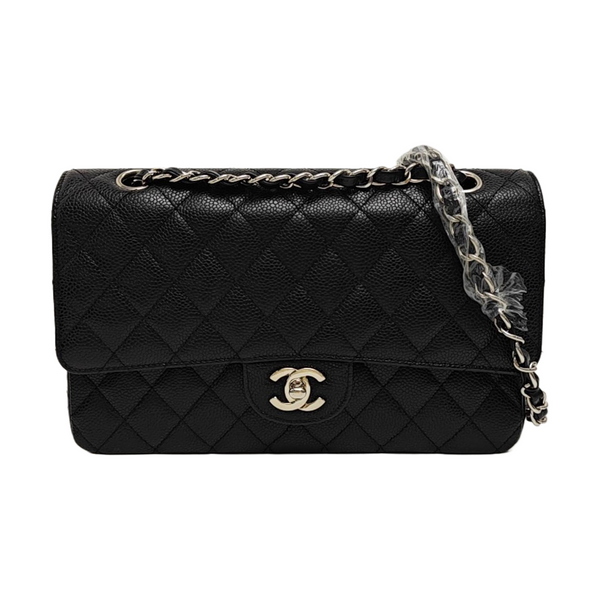 CLASSIC FLAP Medium Quilted Grained Calfskin Black