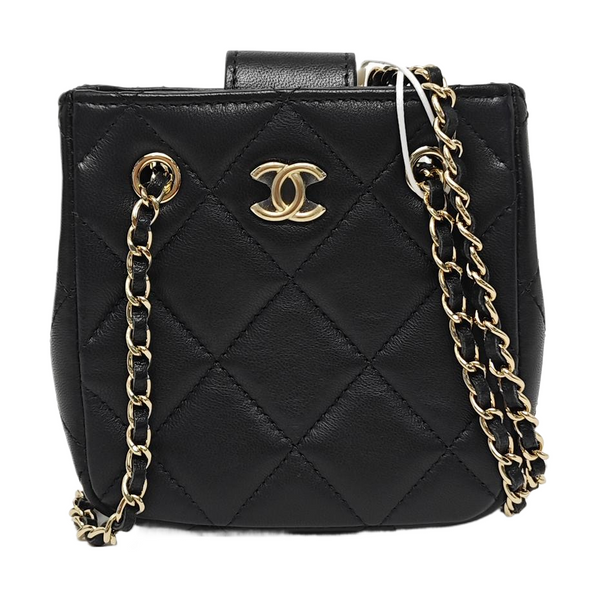 Quilted Lambskin Shoulder Bag Mini Black
