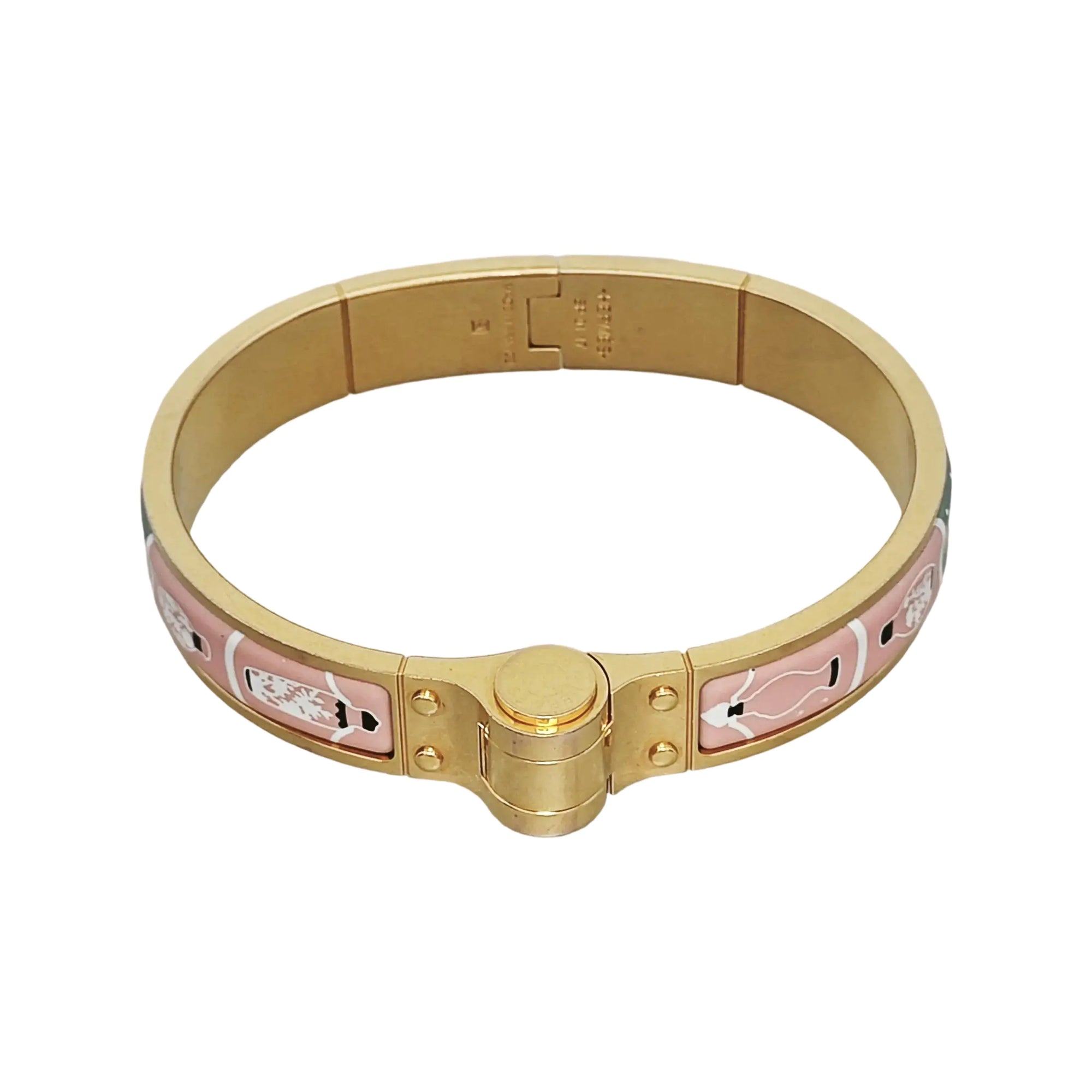 Enamel Hinged Bracelet Metal Gold Bangle