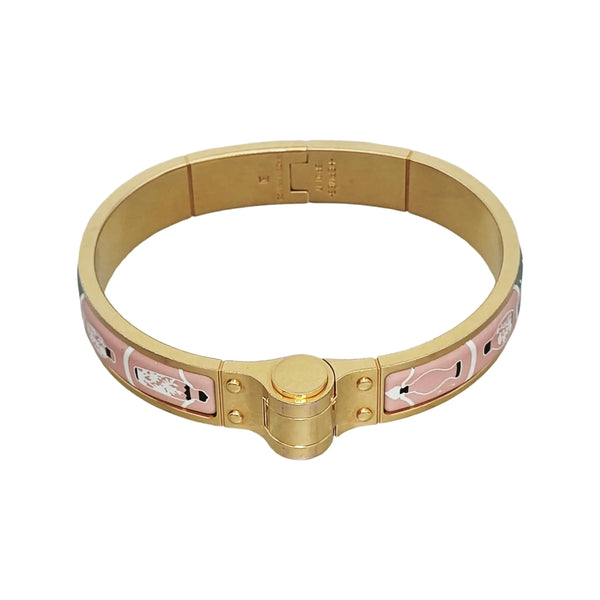 Enamel Hinged Bracelet Metal Gold Bangle