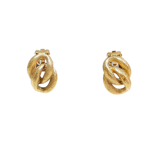 Twist Round Metal Gold Clip On Earrings