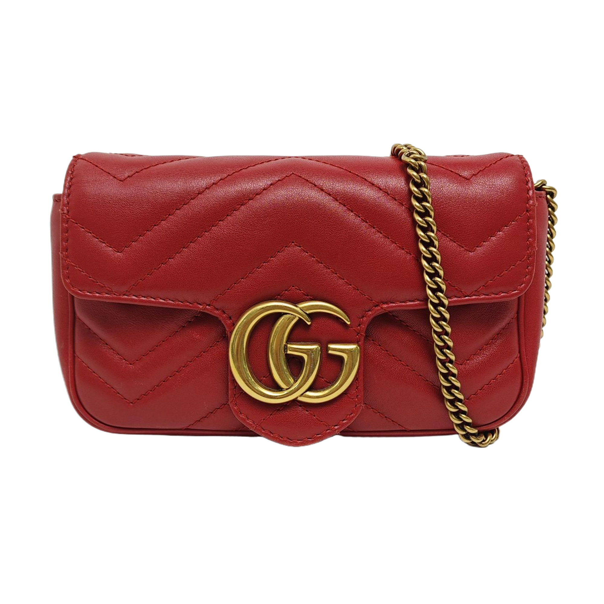 GG Marmont Mini Quilted Calfskin Red