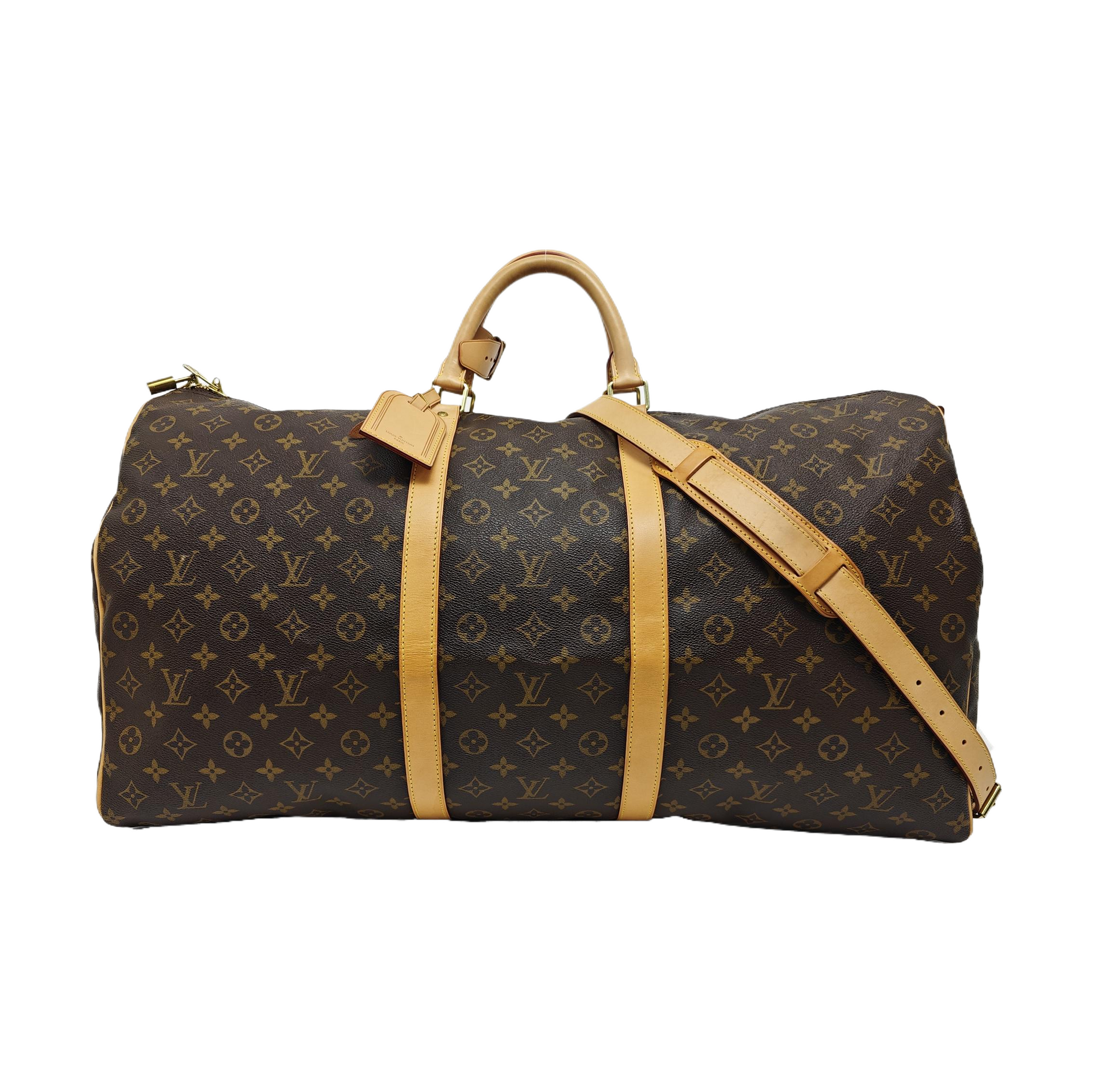 KEEPALL 60 Monogram Coated Canvas Brown