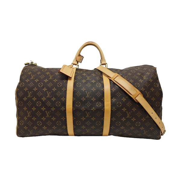 KEEPALL 60 Monogram Coated Canvas Brown