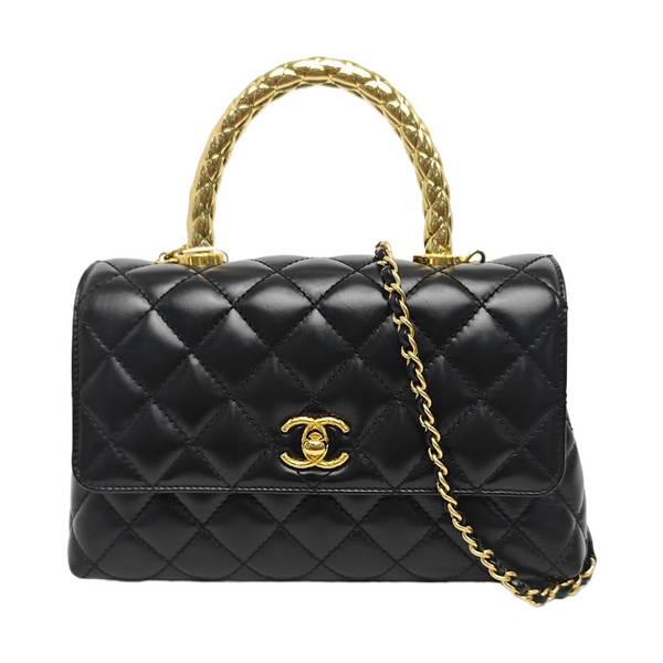 COCO HANDLE Small Quilted Calfskin Black