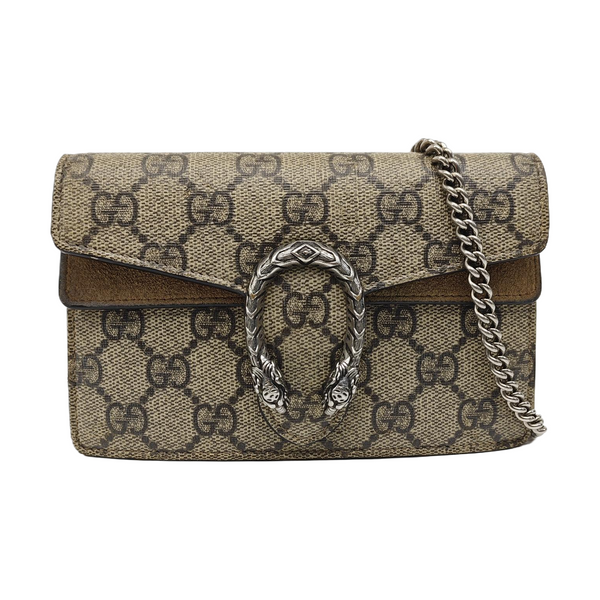 Dionysus Super Mini Monogram Coated Canvas Beige