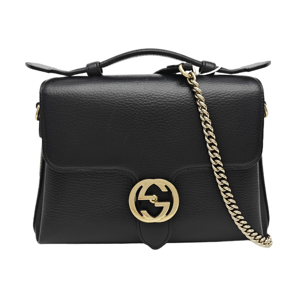 Interlocking G Large Calfskin Black