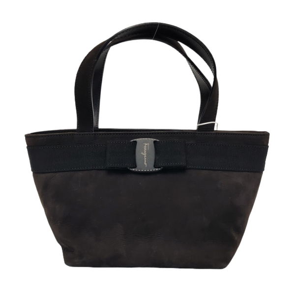 Suede Top Handle Bag Black