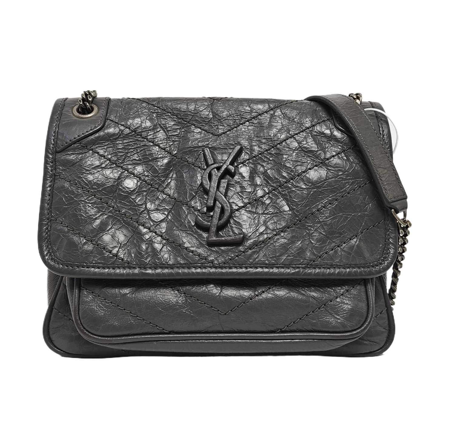 NIKI Small Chevron Calfskin Gray