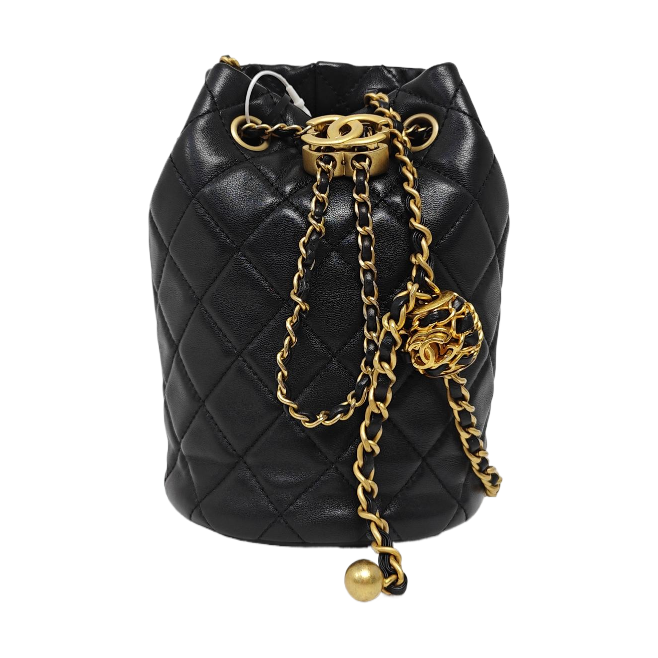 Quilted Lambskin Bucket Bag Black