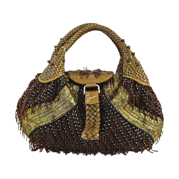 Special Material Top Handle Bag Brown