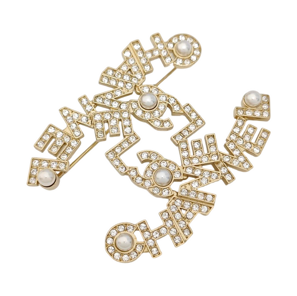 CC Logo Metal Gold Brooch
