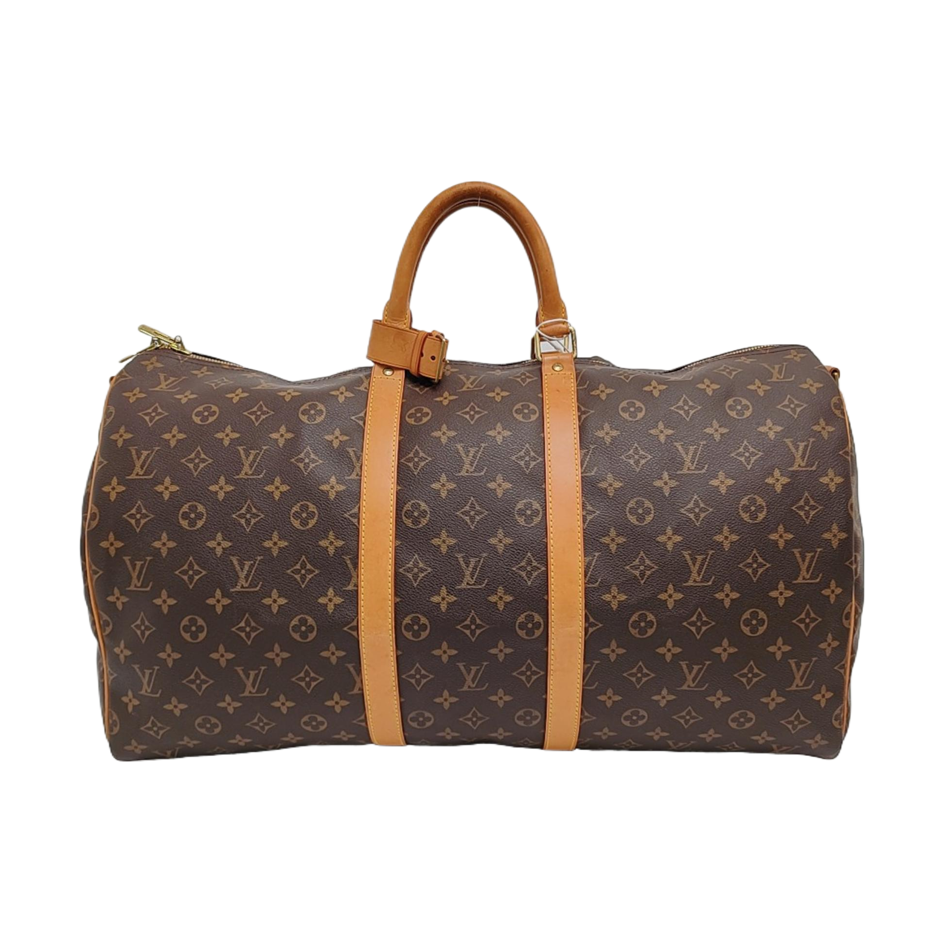 KEEPALL 55 Monogram Coated Canvas Brown