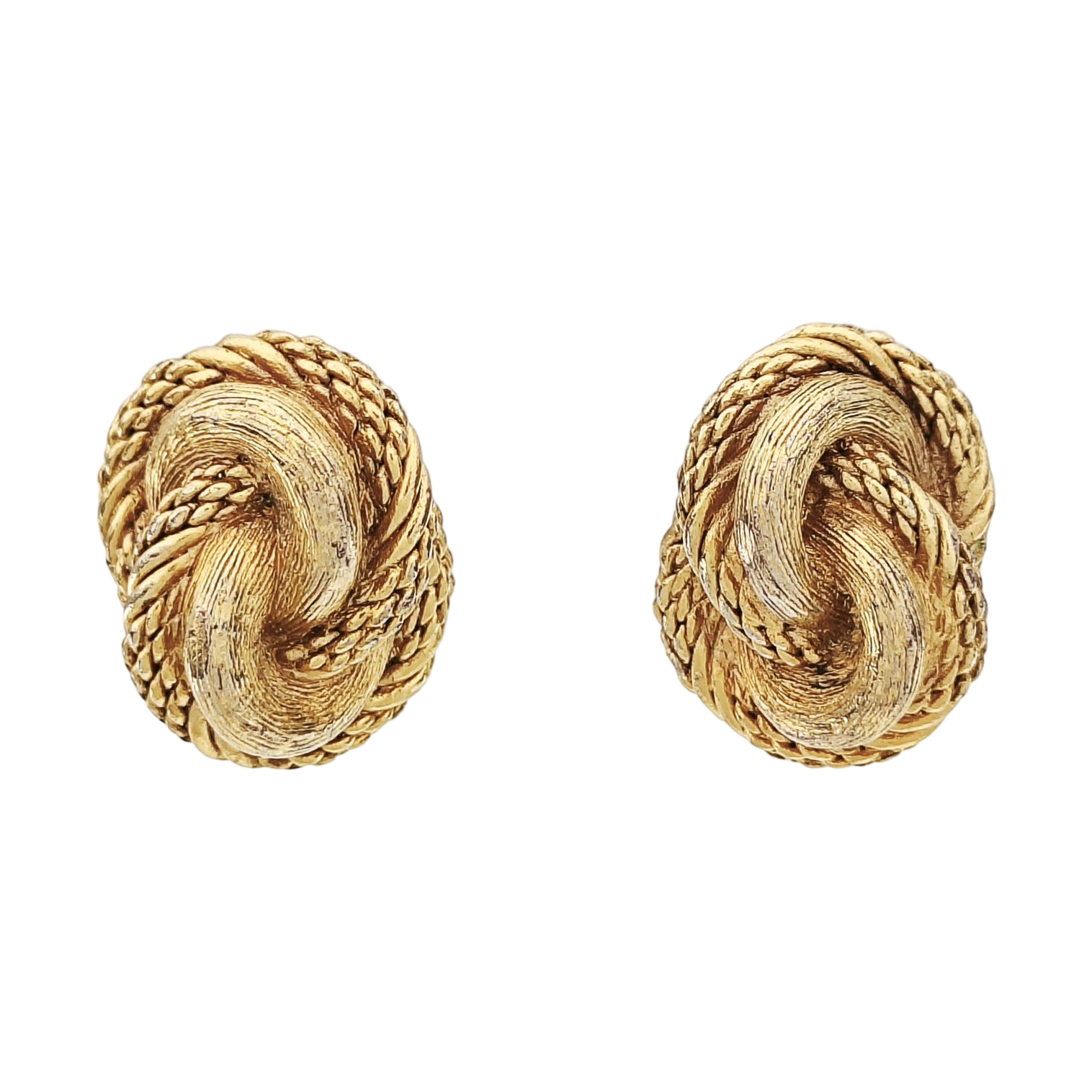 Twist Round Metal Gold Clip On Earrings