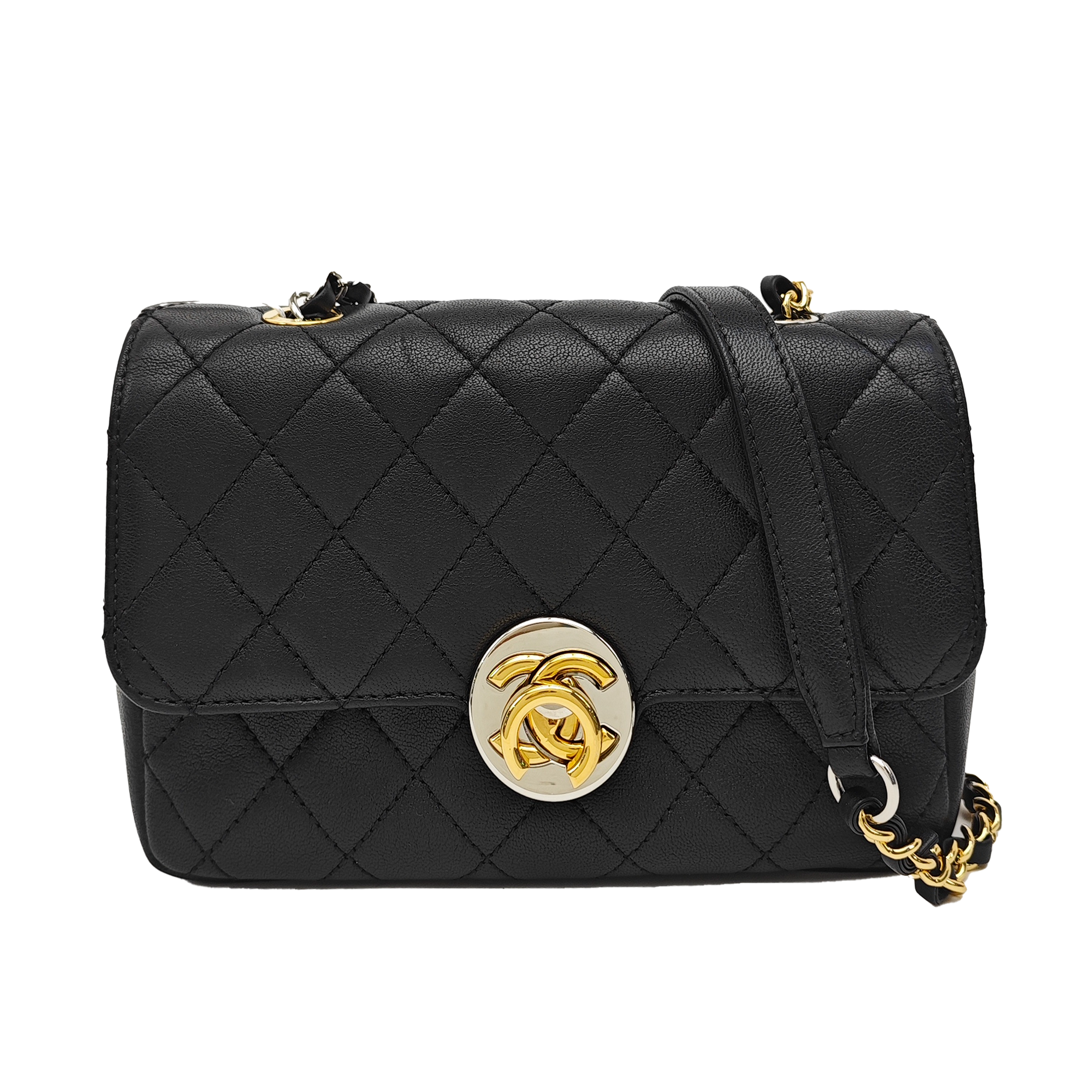 CIRCLED CC WOC Quilted Calfskin Black