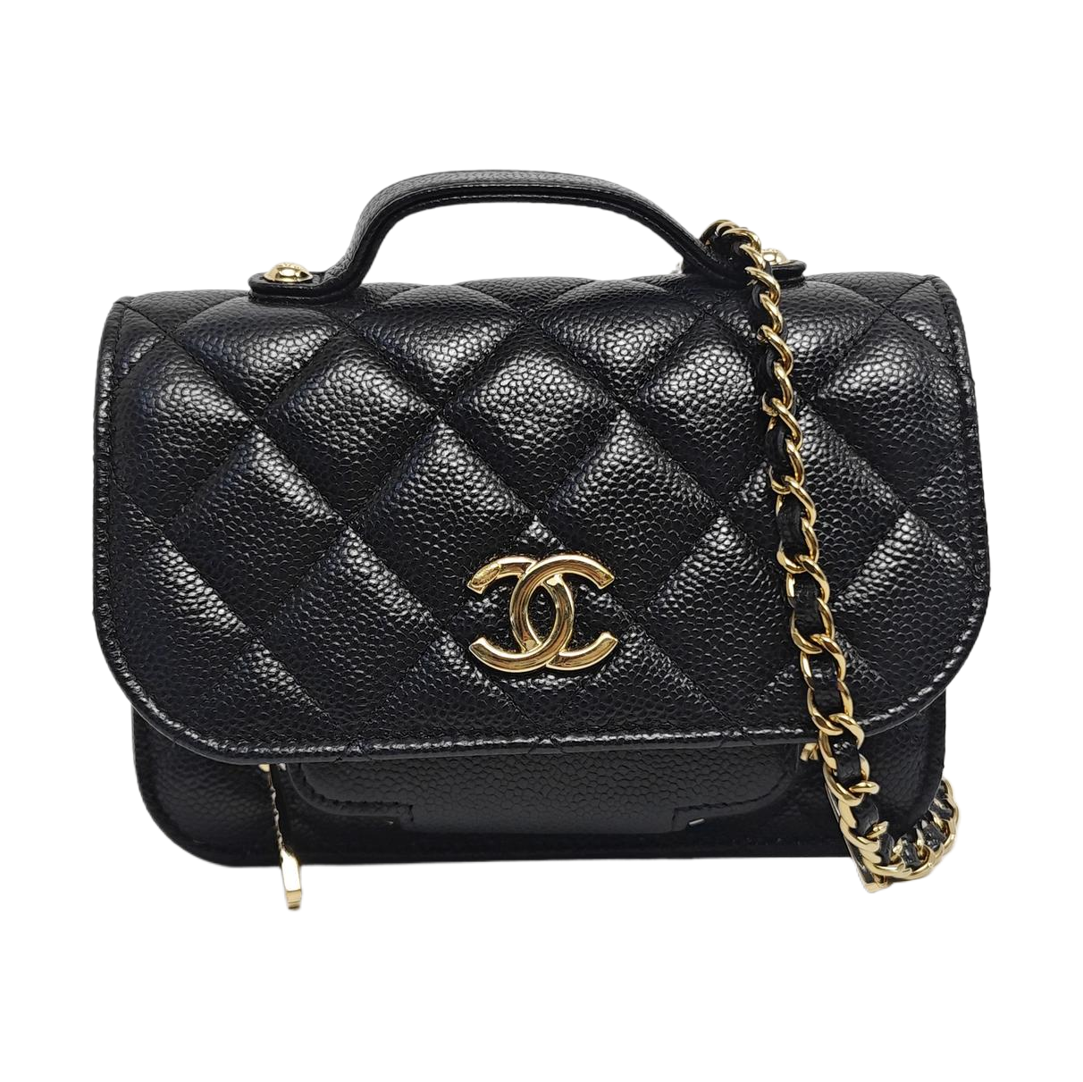 Authenticated pre-owned  BUSINESS AFFINITY Quilted Grained Calfskin Black - Shoulder Bag at Looply