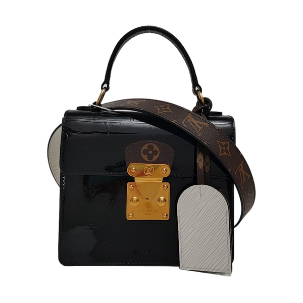 SPRING STREET Monogram Patent Leather Black