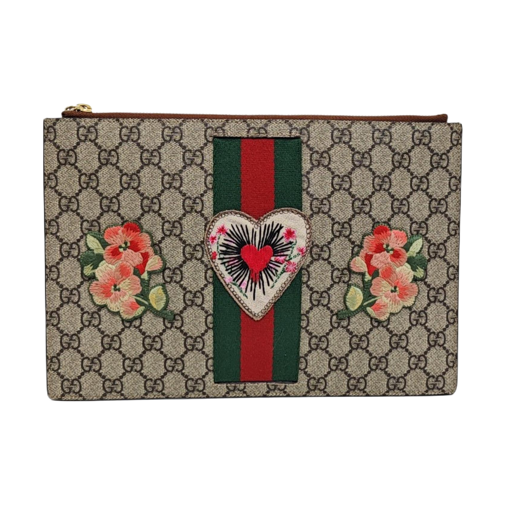 Monogram Coated Canvas Clutch Beige