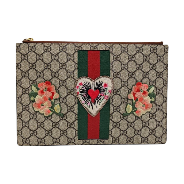 Monogram Coated Canvas Clutch Beige
