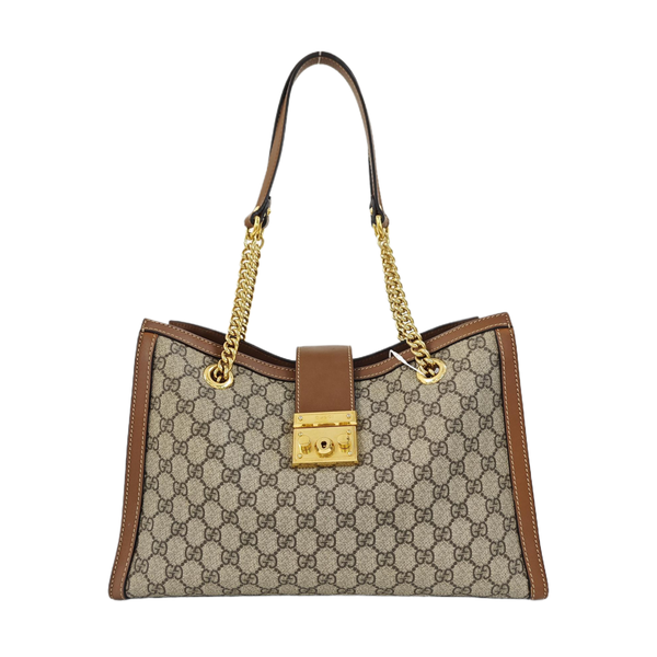 Padlock Medium Monogram Coated Canvas Beige