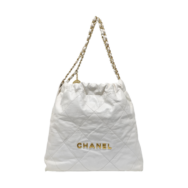 CHANEL 22 Medium Quilted Calfskin White