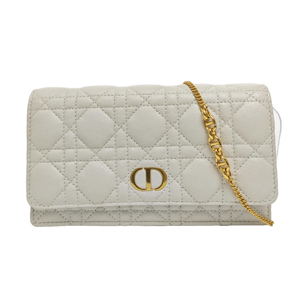 Authenticated pre-owned  Dior Caro Quilted Calfskin White - Shoulder Bag at Looply
