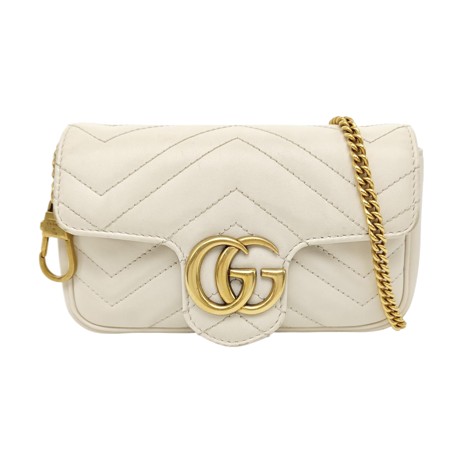 GG Marmont Mini Quilted Calfskin White