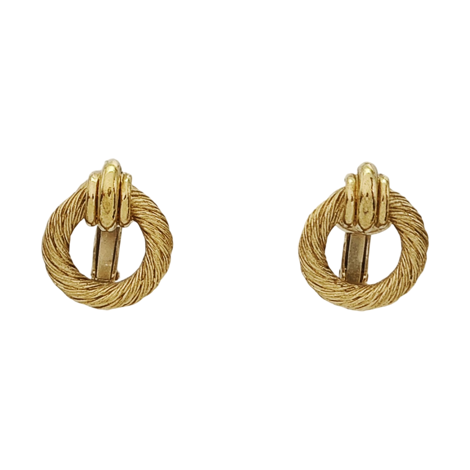 Twist Round Metal Gold Clip On Earrings