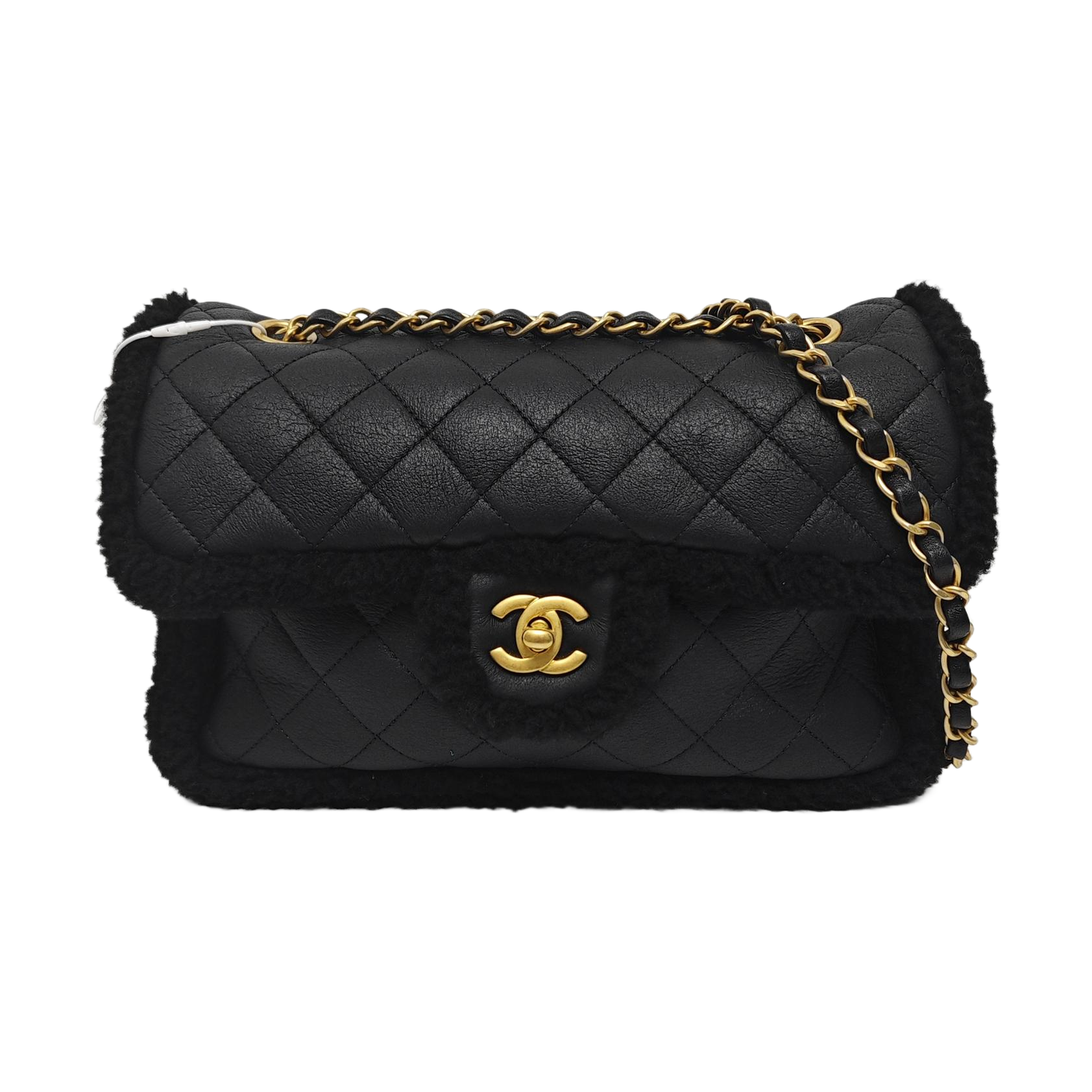 Authenticated pre-owned  CLASSIC FLAP Quilted Sheepskin Black - Crossbody Bag at Looply
