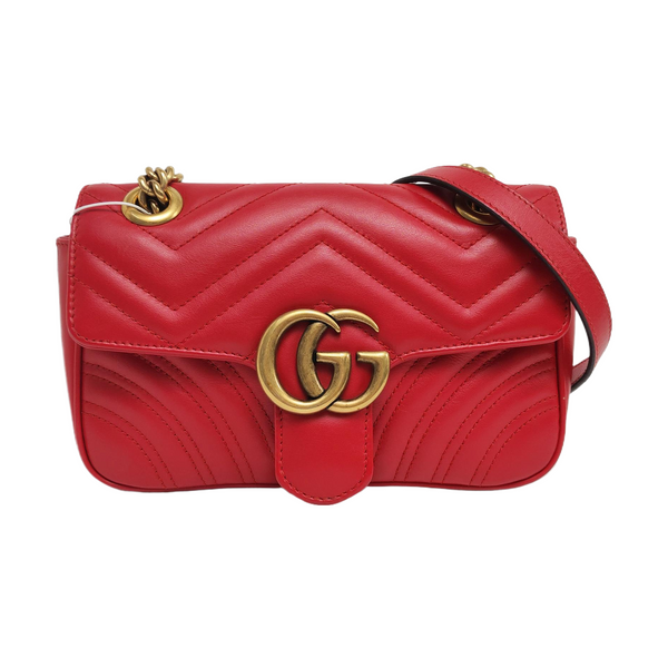 GG Marmont Small Quilted Calfskin Red