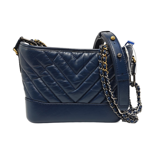 GABRIELLE Small Chevron Calfskin Blue