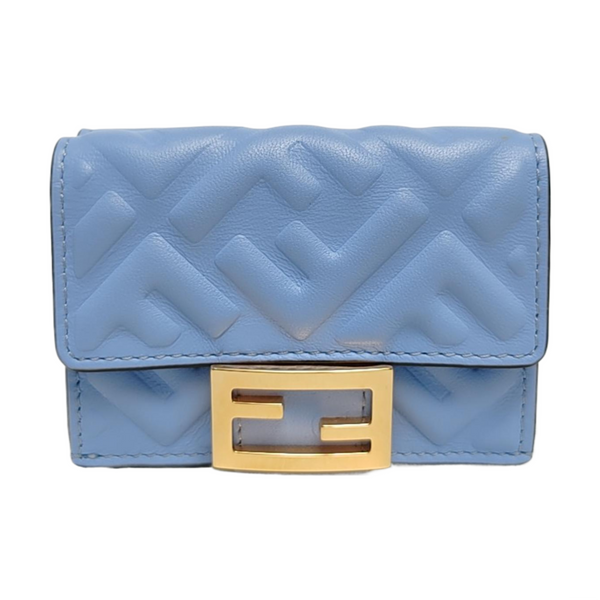 Trifold Large Lambskin Blue Card Holder
