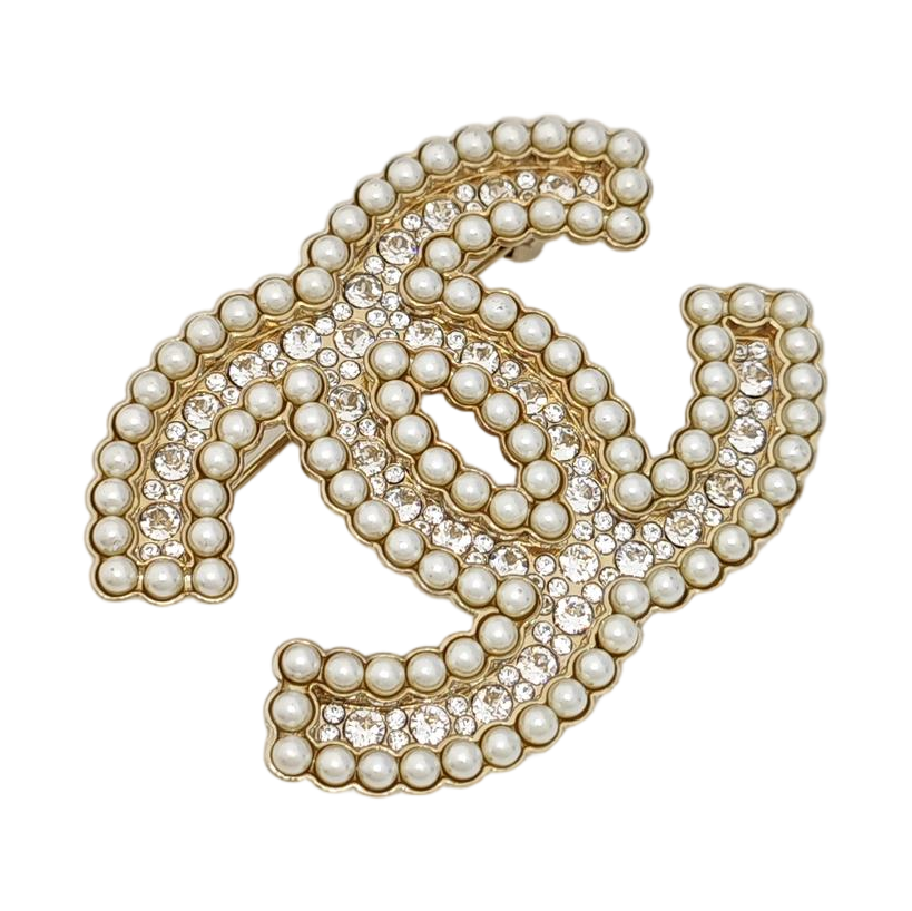 CC Logo Metal Gold Brooch