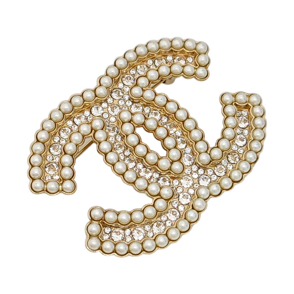 CC Logo Metal Gold Brooch