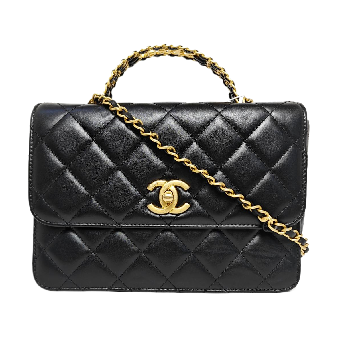Quilted Calfskin Shoulder Bag Small Black