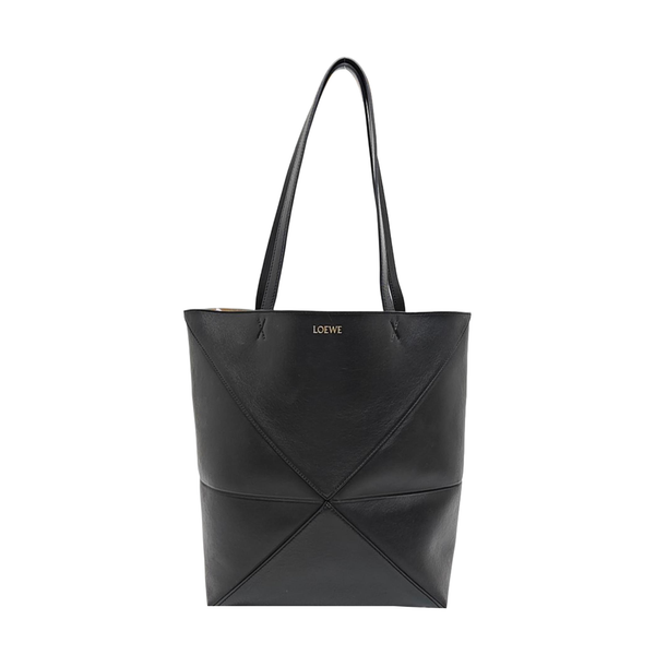 Puzzle Fold Medium Quilted Calfskin Black