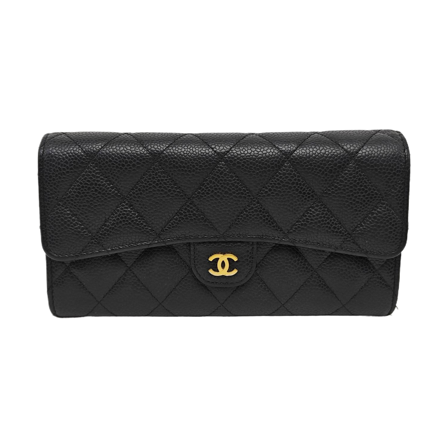 CLASSIC FLAP Mini Quilted Grained Calfskin Black Wallet