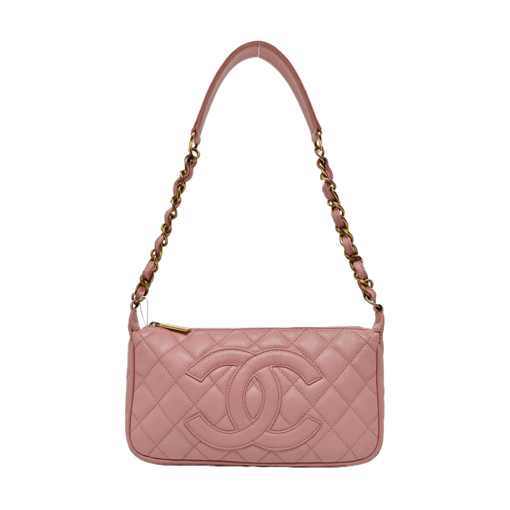 Quilted Grained Calfskin Top Handle Bag Pink