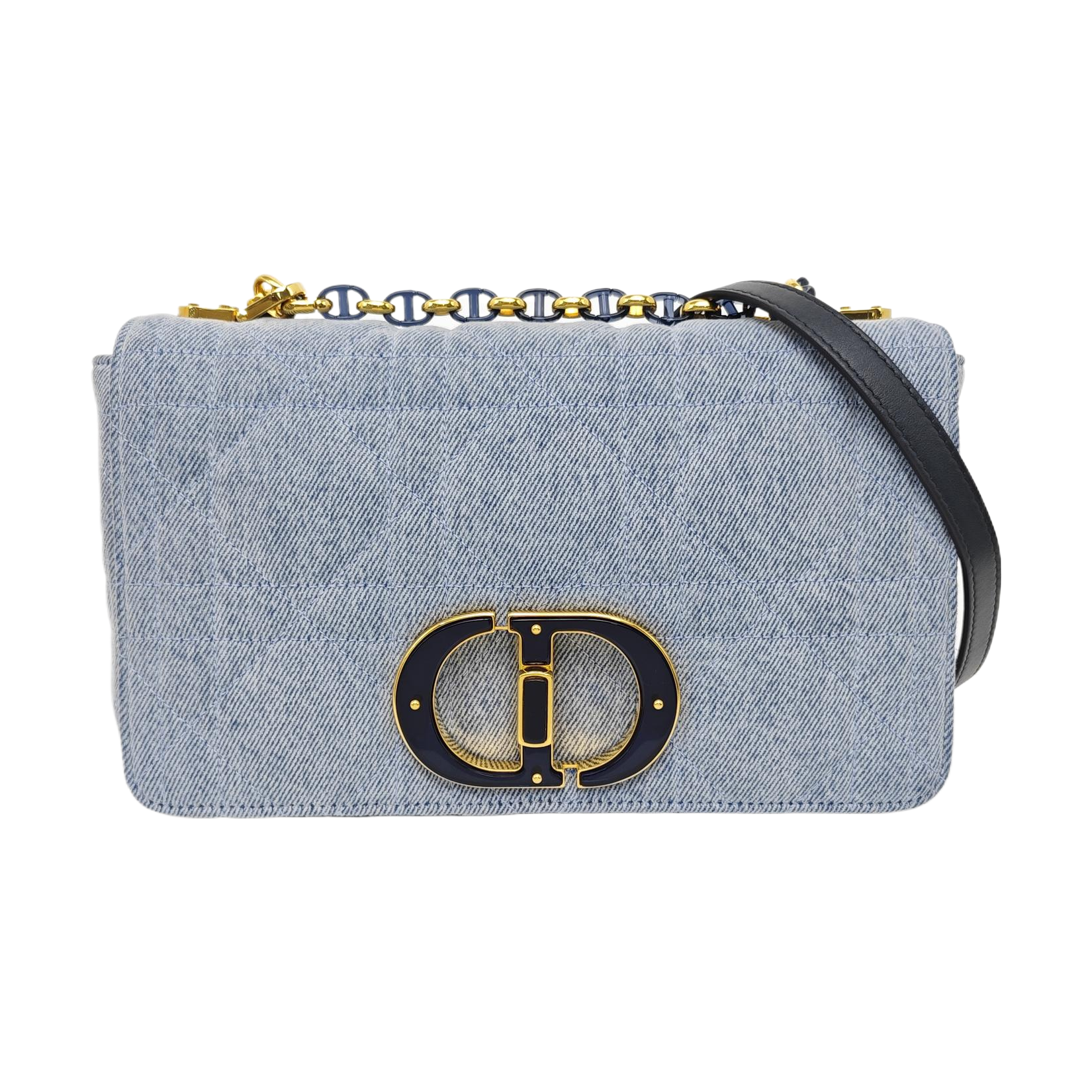 Dior Caro Medium Quilted Denim Blue