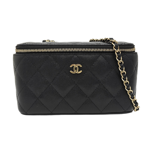 VANITY CASE Small Quilted Grained Calfskin Black
