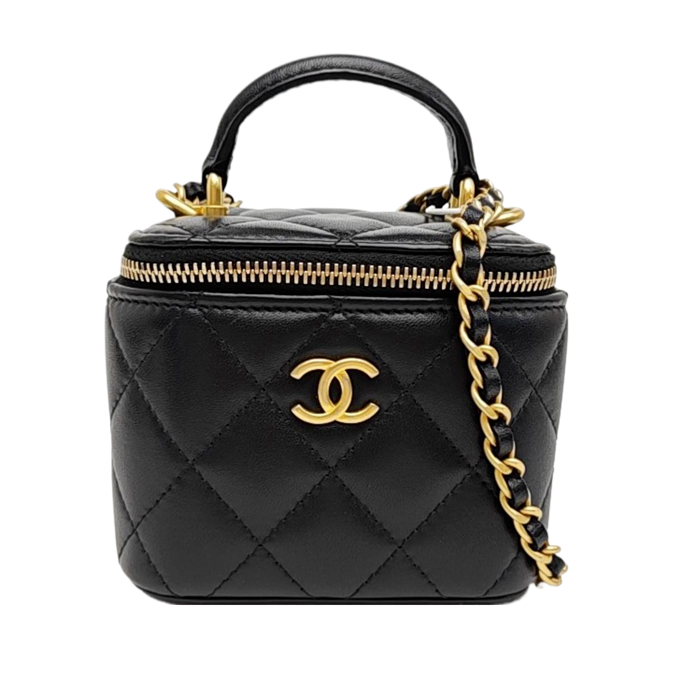 VANITY CASE Mini Quilted Lambskin Black