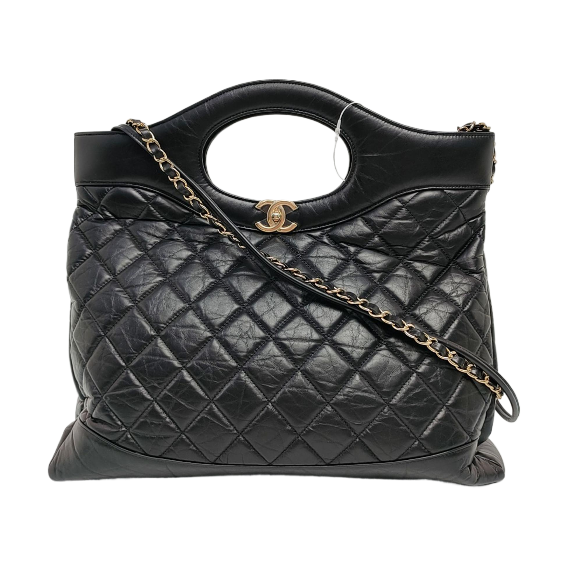 CHANEL 31 Large Quilted Vintage Calf Black