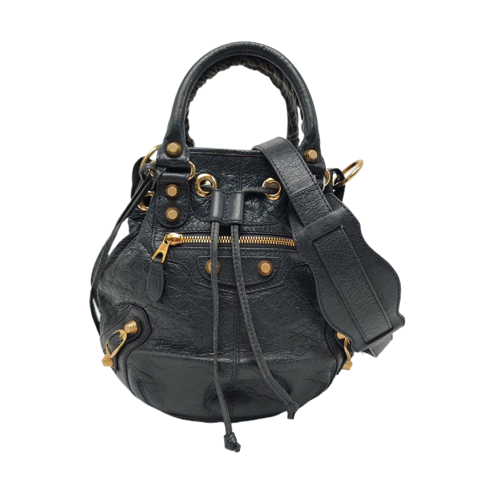 Pompon Bag Calfskin Gray