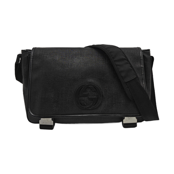 Coated Canvas Crossbody Bag Black