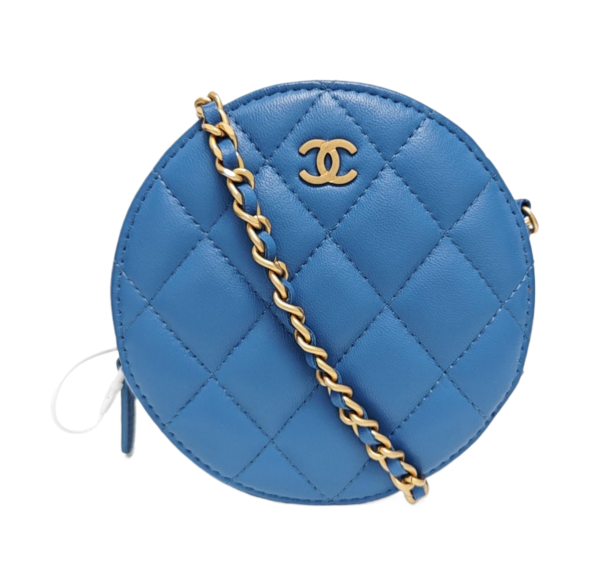 ROUND Mini Quilted Lambskin Blue