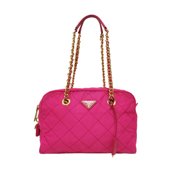 Quilted Nylon Tote Bag Red